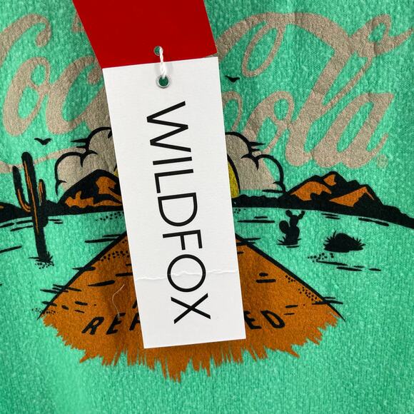 WILDFOX x Coca Cola Sweatshirt Size Small Travel Refreshed Graphic Green NWT - Picture 8 of 16
